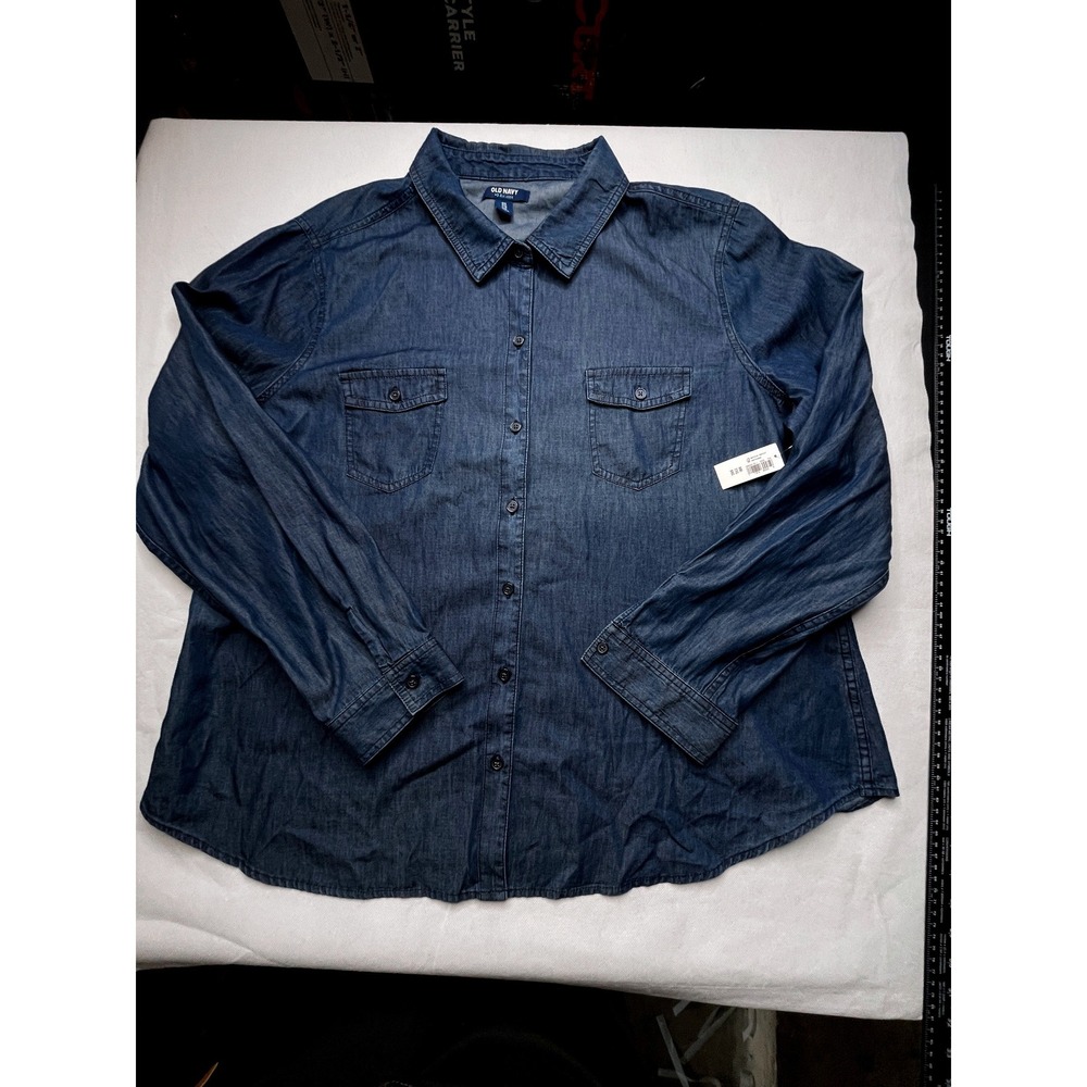 Old Navy Shirt MENS XXL Blue Denim Button Down Heavyweight Workwear 386243-05-1 - Picture 4 of 12